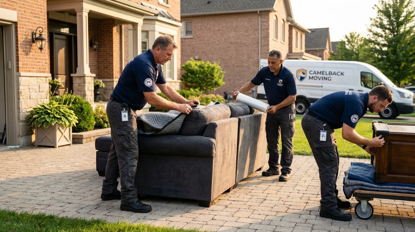 Large estate moving crew wrapping furniture in West Yellowstone, MT